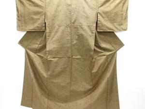 アンティーク　抽象蝶模様織出し十日町紬着物